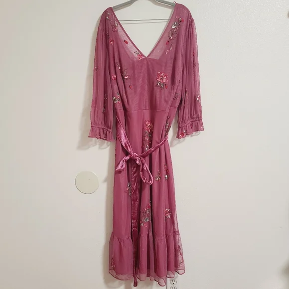 NWT Monsoon London Sabrina Embellished Midi Dress Pink - Picture 2 of 9